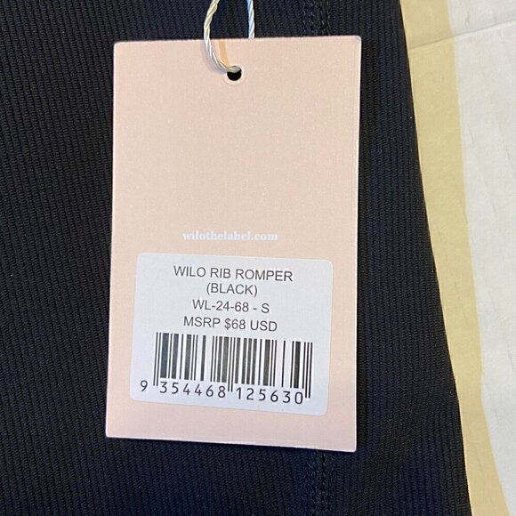 Wilo the Label Women Active Romper Black Ribbed Athleisure Workout Travel Casual - Picture 6 of 7